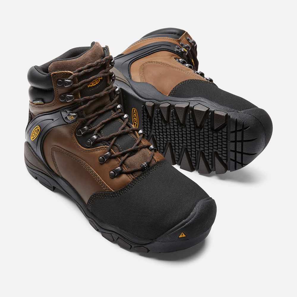 Botas de Trabajo Keen Mexico Marrom/Negros - Hombre Louisville 6\" Met (Steel Toe) - QC7208531